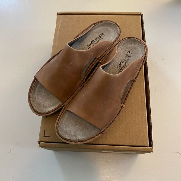 NEW Naot The Rome Slip On Leather Sandal Brown Women's 7 - Picture 3 of 6